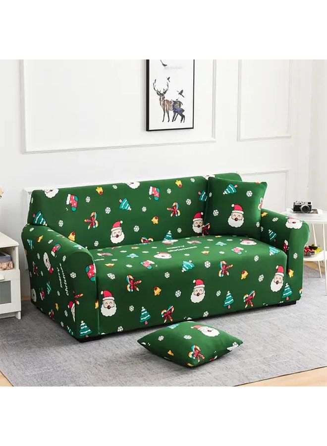 Christmas Cheer Stretch Sofa Cover 3 Seater Holiday Snowman Red with Bonus Pillowcase - Image 2